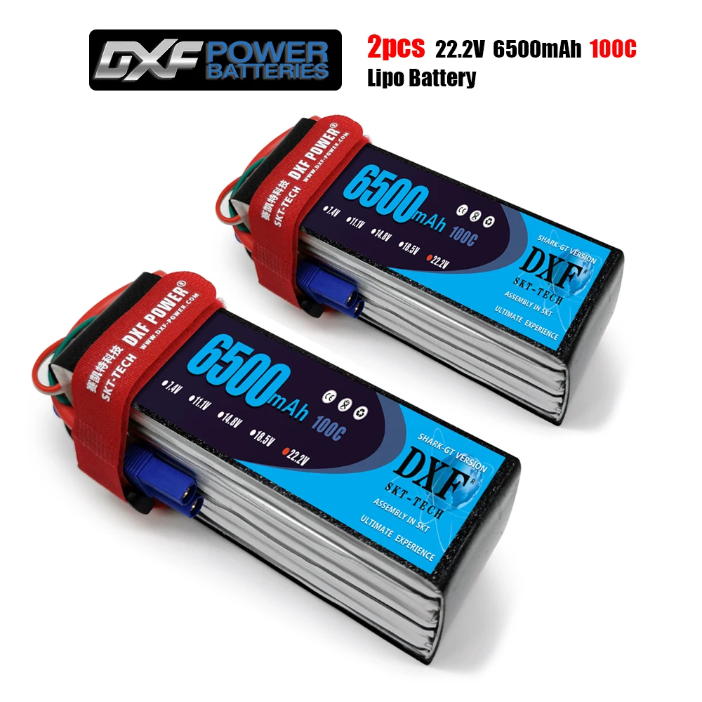 

DXF 6S 22.2V 6500mAh 100C 200C Lipo Battery 6S XT90 XT60 T Deans EC5 For FPV Drone Airplanes Car Boat Truck Helicopter