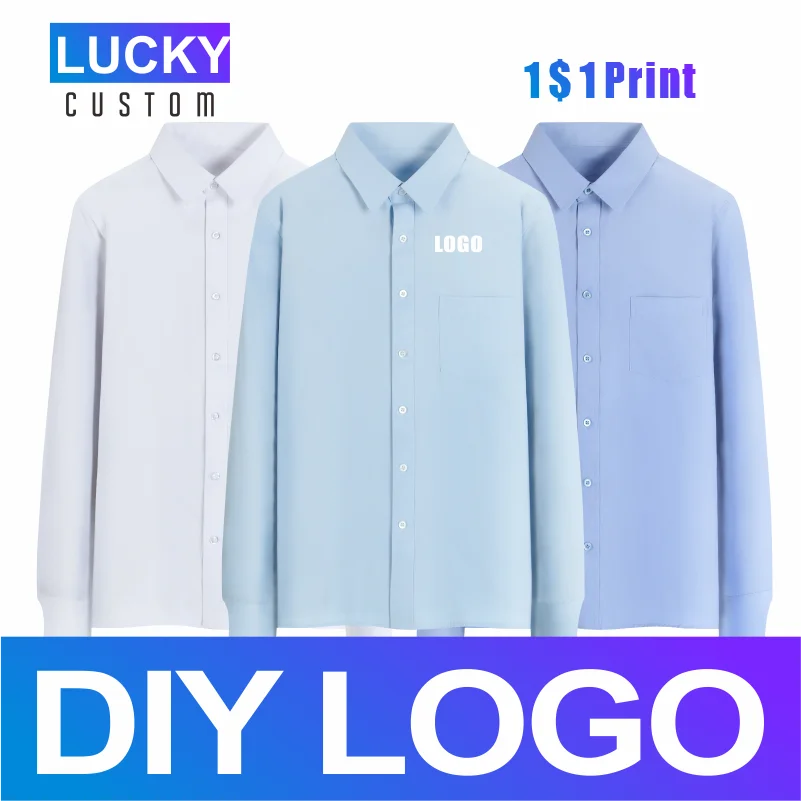 Men's British Long Sleeve Casual Shirt Custom Embroidery Print Logo Business Formal Breast Pocket Slim Edition 6xl