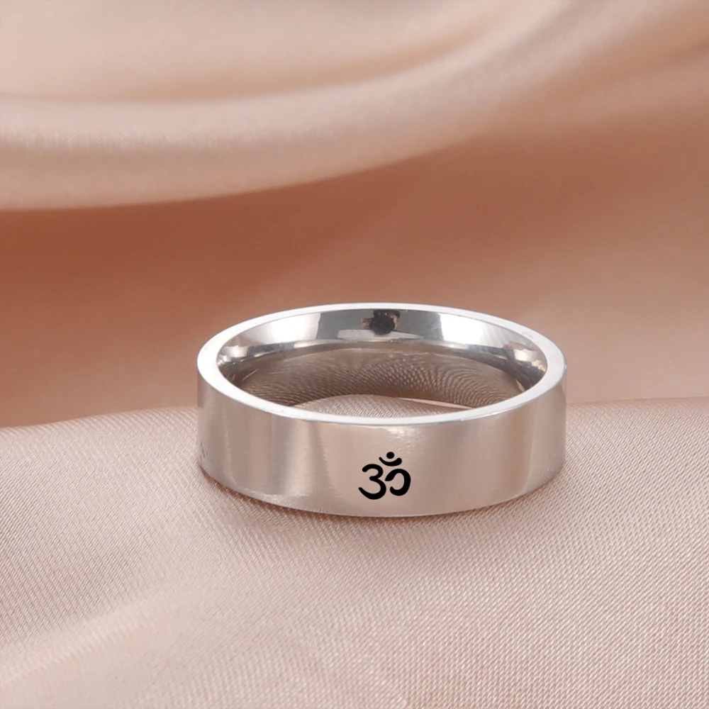 Skyrim Stainless Steel Hinduism Yoga Rings for Men Women Indian Yoga Om Finger Ring Jewelry Birthday Gifts 2024 Wholesale