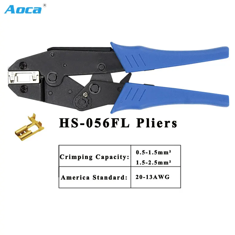 HS-056FL 0.5-1.5 1.5-2.5mm 20-13AWG 10 Jaw Crimp Pliers Multi Hand Tools Uninsulated Flag Male Terminals Crimping alicate 9 Inch