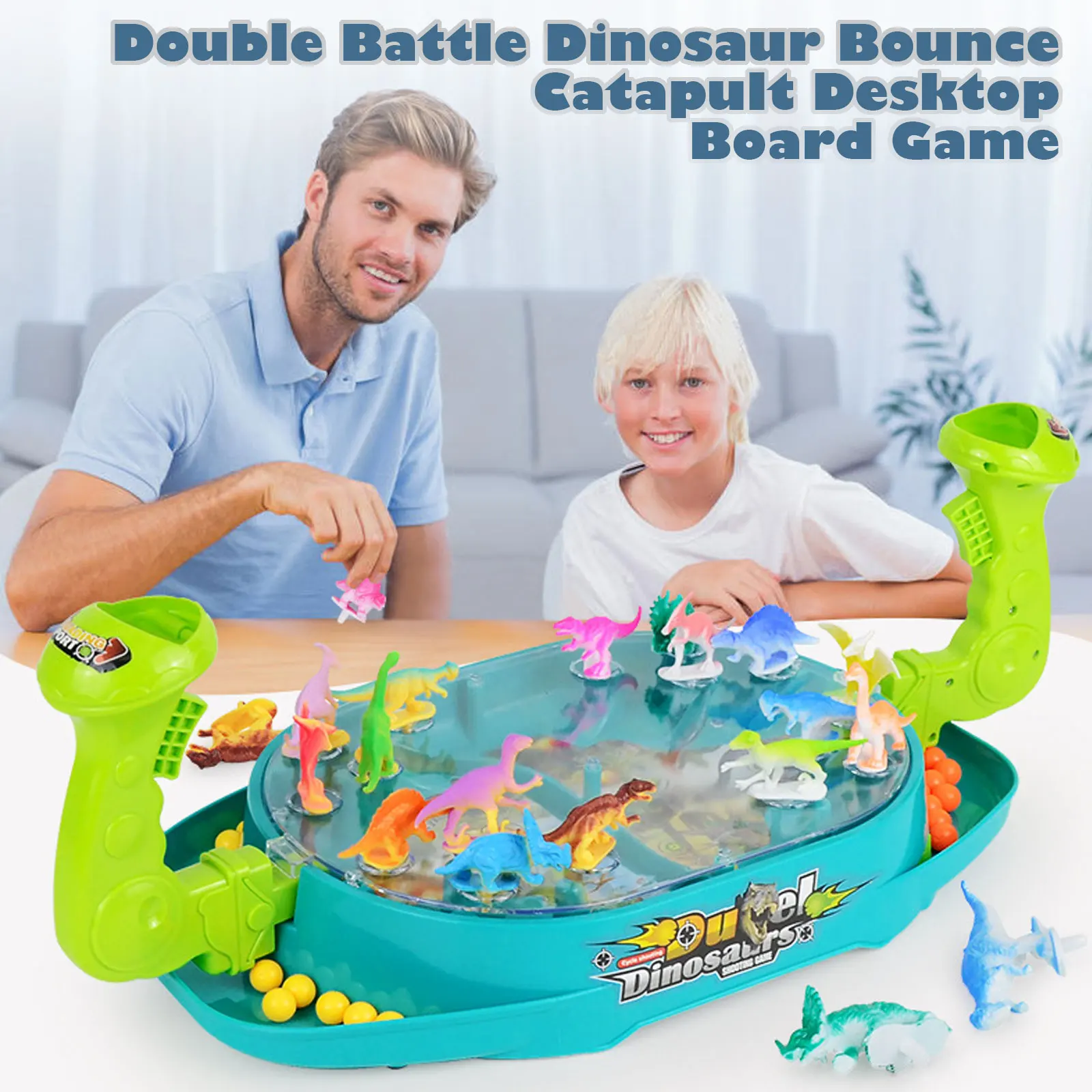 Funny Double Battle Dinosaur Bounce Catapult Desktop Board Game Parent-Child Interaction Toy for Kids Children Family Party