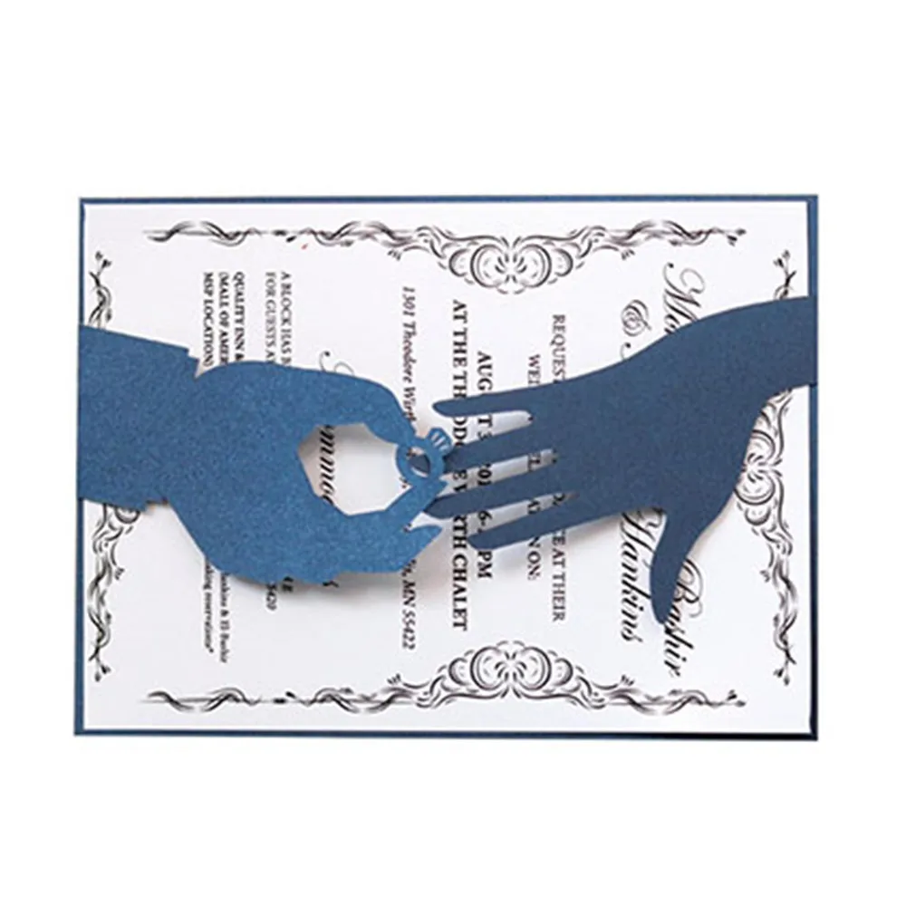 

Finger Ring Wedding Engagement Party Invitation Card Romantic Laser Cutting Invites Customized Printing 50 Sets