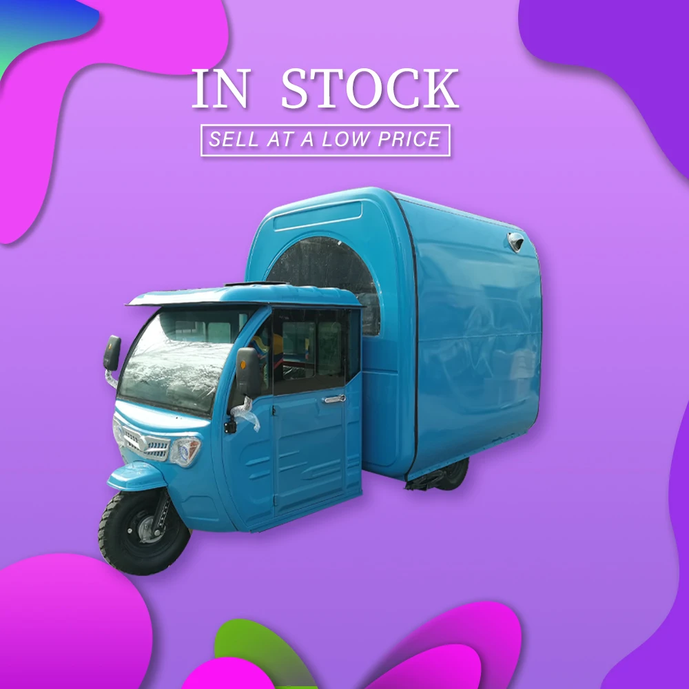 In Stock Blue 3 Wheels Electric Tuk Tuk For Vending Food Cart Tricycle Fast Coffee Kiosk Trailer Type Mobile Van