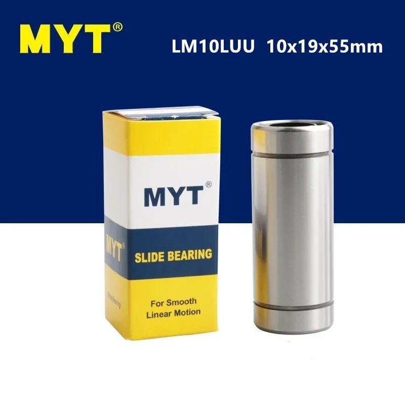 High Precision MYT Bearing for 3D Printer, 10x19x55mm, 10mm, Linear Bearings Ball Bushing, LML10UU, CNC Rod Shaft Parts, 20PCs