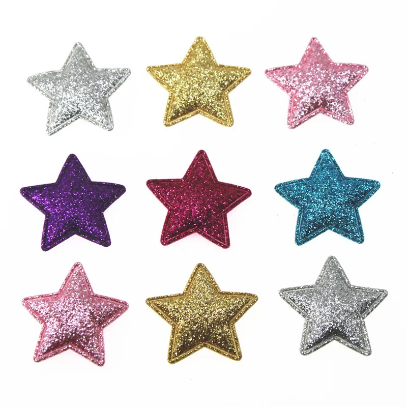 3.3m 40pcs mix color Star Non-woven patches glitter Felt Appliques for clothes Sewing Supplies diy craft ornament