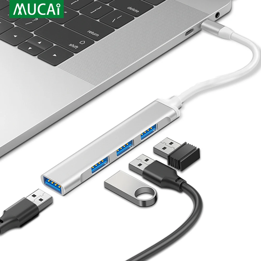 Concentrador de red USB tipo C 3,0 3,1, adaptador divisor múltiple de 4 puertos OTG para Lenovo, HUAWEI, Xiaomi, Macbook Pro 15, Air Pro, accesorios