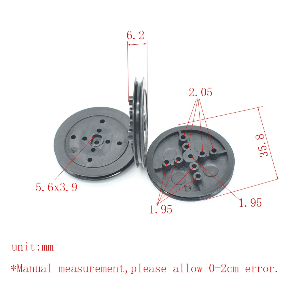 30pcs 36mm 2mm TT hole black pulley/model plastic wheel/Technology model parts/diy toy parts/baby toys PU362ABBK