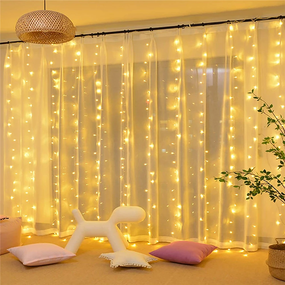 Cortina de LED ao ar livre luzes corda, rua guirlanda, janela festão, natal, casamento, feriado, decoração para casa, fada