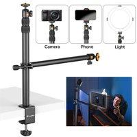 VIJIM LS02 soporte de luz de escritorio soporte de montaje de abrazadera de mesa extensible de 96cm con cabezal de bola extraíble tornillo 1/4 para anillo de luz cámara DSLR