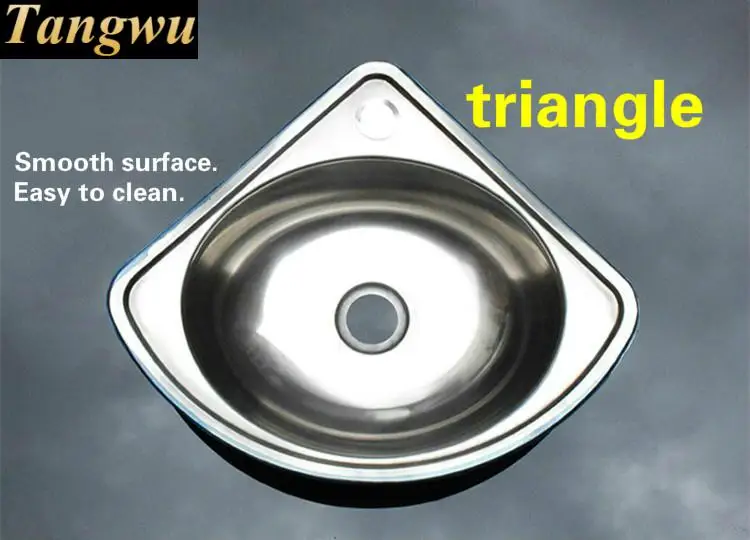 Free shipping Standard mini fashion balcony kitchen single trough sink triangle ordinary 304 stainless steel hot sell 440x370 MM