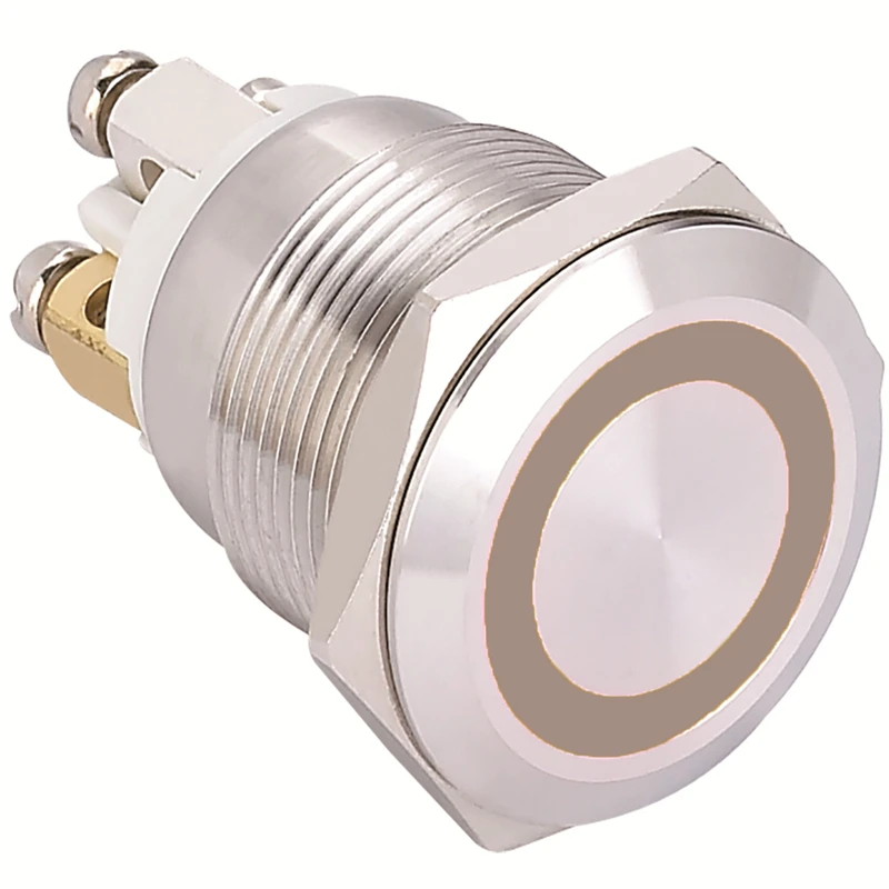 Imagem -05 - Elewind 19 mm Cabeça Plana Anel Iluminado Botão Momentâneo de Aço Inoxidável 1no Pm191f10e r 12 v s