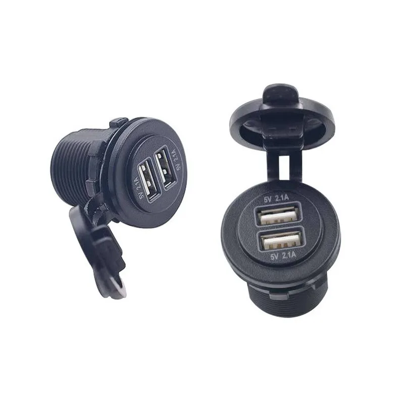 

12V-24V Universally Waterproof Car Cigarette Lighter Socket Dual USB Charger Power Adapter Accessories Car charger 5V 2.1A