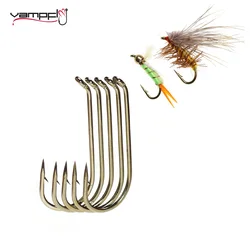 Vampfly 50pcs Adams Dry Fly Wet Fly Tying Hook Bronze Color Barbed Fishing Fly Hook Nymph Stonefly Trout Bass Fishing Tackle