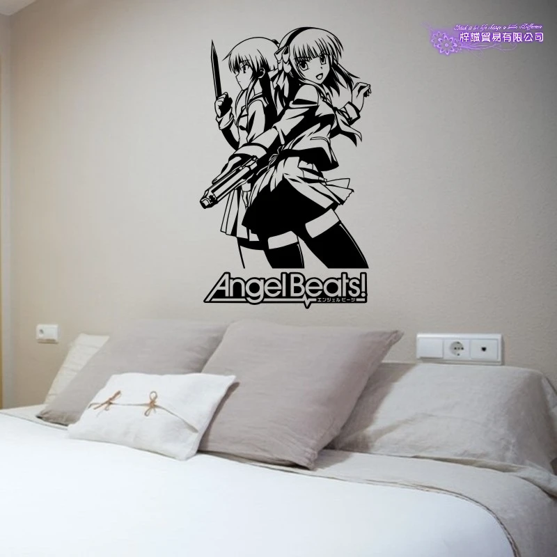 Angel Beats Wall Decal Tachibana Kanade Nakamura Yuri Vinyl Wall Stickers Decal Decor Home Decoration Anime Car Sticker