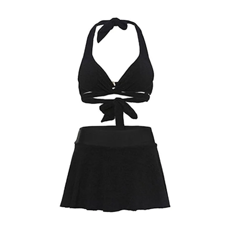 2020 New Bikini Split Skirt Swimsuit Women's Sexy Backless White Hot Spring Two Piece Swimsuit Push-up Swimwear Women Quick Dry