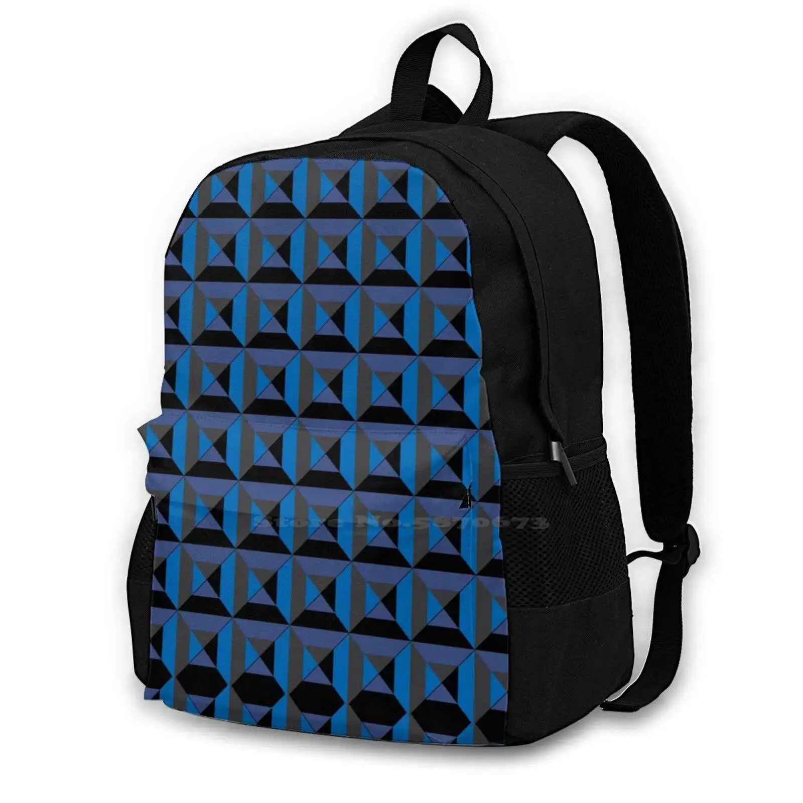 Blue Waffles Women Men Teens Laptop Travel School Bags Red Waffles Porcelain 3 D Geometric Monochrome Square Squares Pattern