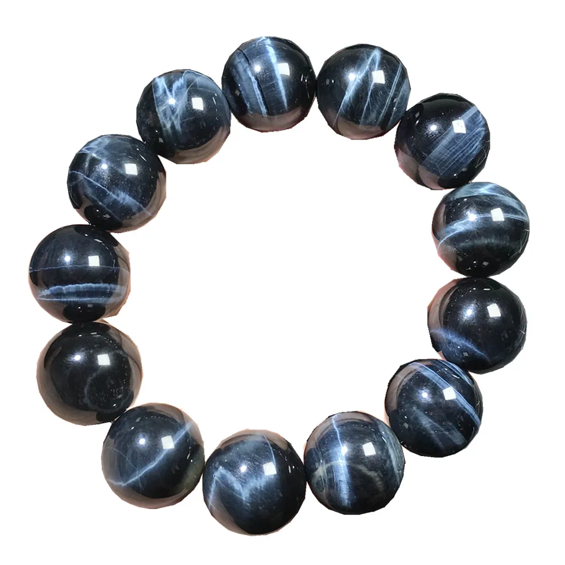 

18mm Top Natural Blue Tiger's Eye Bracelet For Woman Lady Man Love Healing Gift Crystal Round Beads Reiki Gemstone Stretch AAAAA