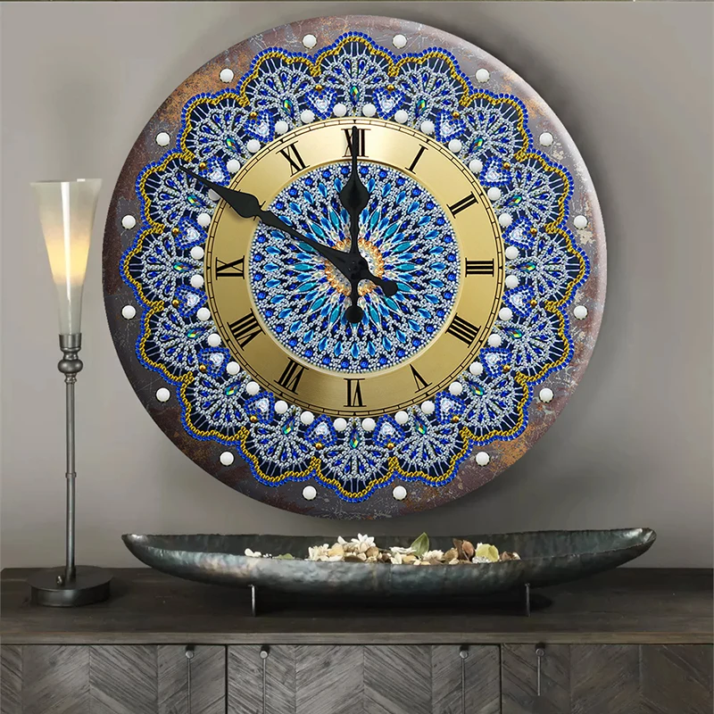 HOMFUN 5D diamante pittura orologio speciale a forma di cartone animato Mandala diamante ricamo arte strass artigianato decorazioni per la casa