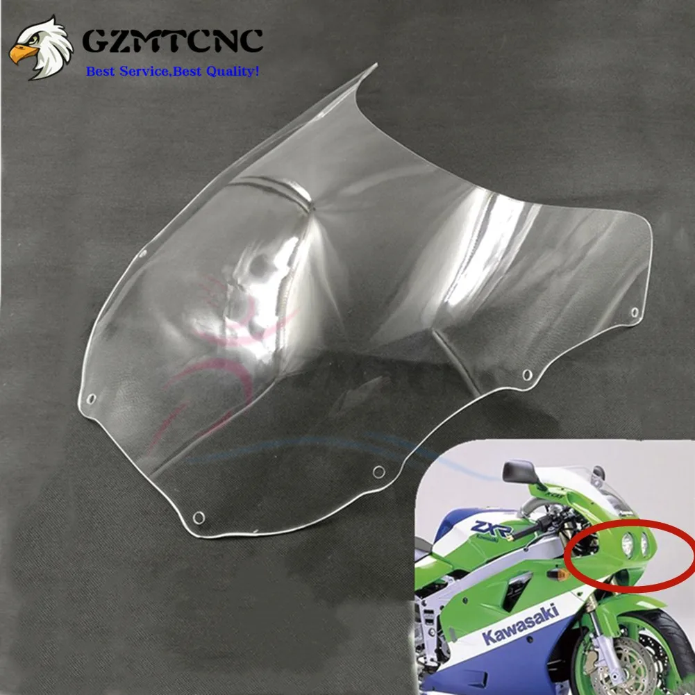 Motorcycle 89 90 ZXR400 Front Glass Windscreen Windshield for Kawasaki ZXR 400 H1 H2 1989 - 1990 Double Lamp Wind Screen Shield