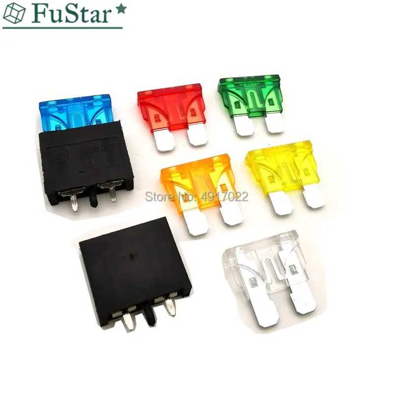 10pcs/5Set PA66 06.087 250V 5A 7.5A 10A 15A 20A 25A 30A Medium Car Insert Fuse Holder Horizontal Fuse Holder PCB Car fuse holder