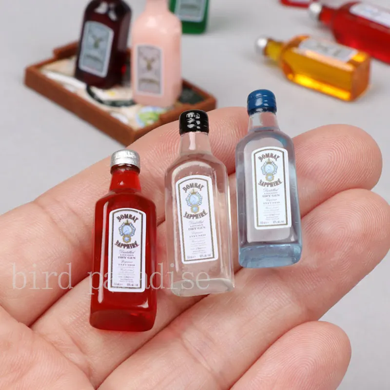 1/12 DollHouse Scenes Decor Accessories Miniature Food Drink Model Toys Mini Liquor Wine Bottle For Bjd Ob11 Doll House Kids Toy