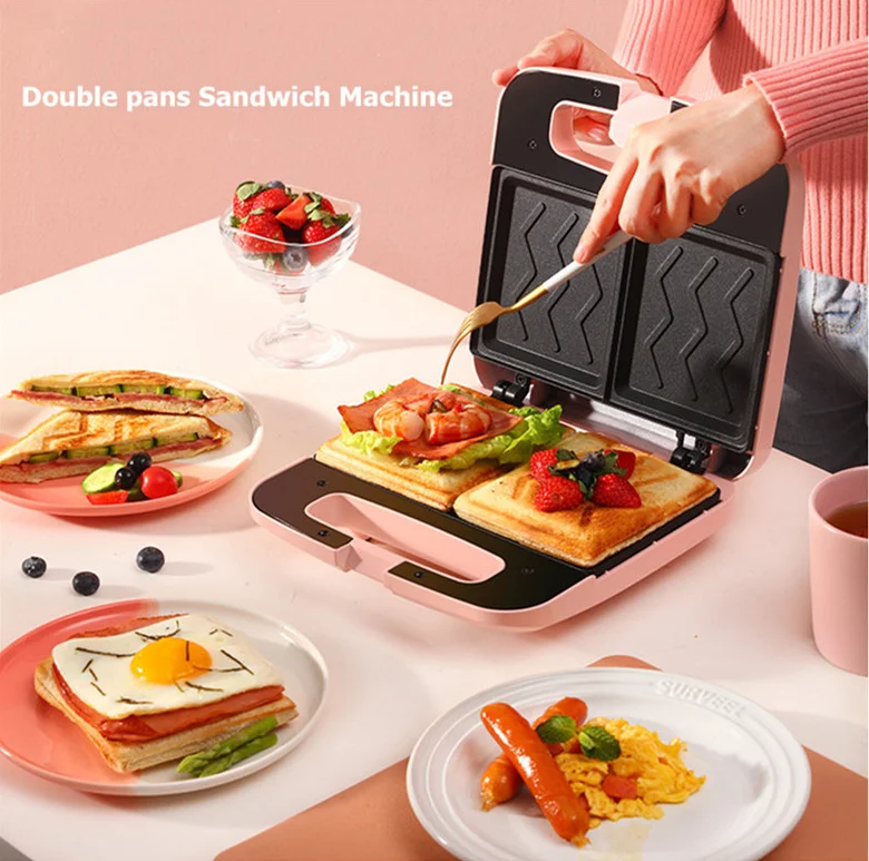 Mesin Sarapan Pembuat Sandwich Elektrik Mesin Pemanggang Roti Pembuat Waffle Listrik Multifungsi BM04