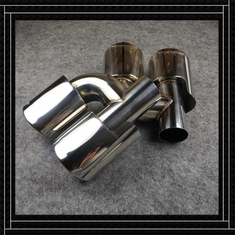 H Model Exhaust Pipe Universal Car Replacement Dual Oval 304 Stainless Steel Muffler Tip Tails Throat Tailpipe