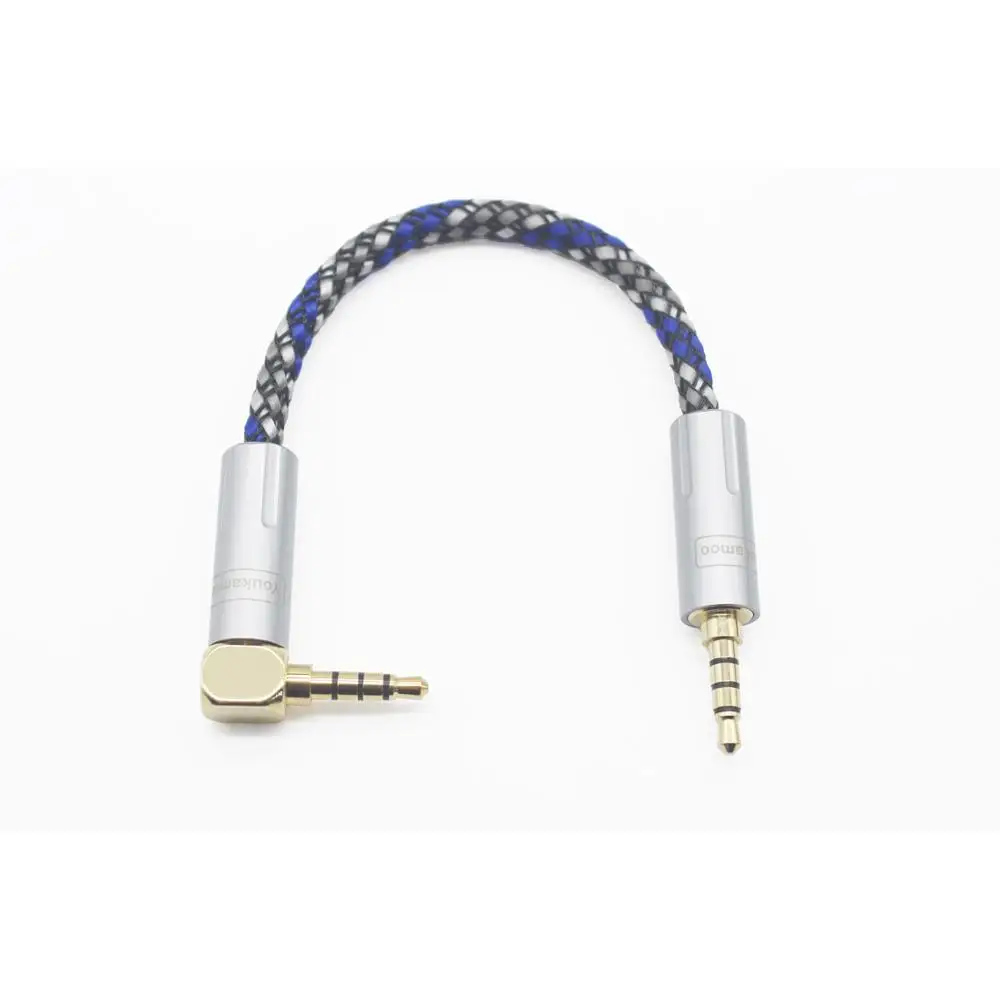 3.5mm Trrs 4 Pole Right Angle Male to Male 8 Core Silver Plated Headphone Cable Silver Plated Aux Cable in Box 3.5mm to 3.5mm