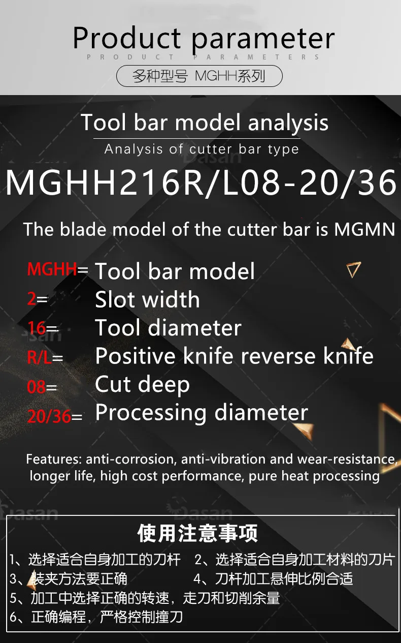 1PC MGHH325R/L13-20/36 MGHH325R/L 15-30/50 CNC White End Face Grooving Tool Holder External Plane Cutting Large Depth Of Lathe