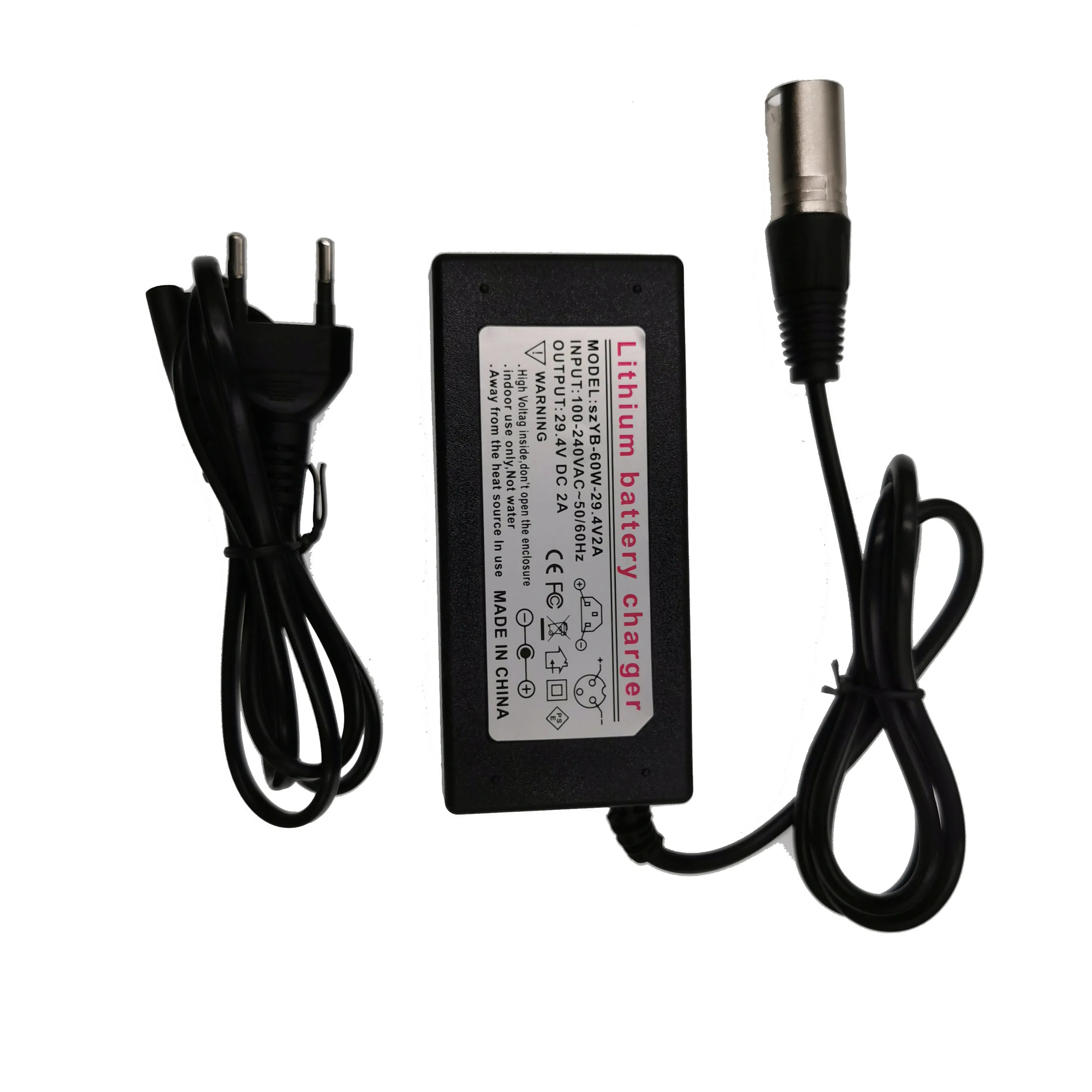 29.4V 2A Charger for 24V 25.2V 25.9V 29.4V 7S lithium battery pack 29.4V  charger EU/AU/US Plug XLRM Connector