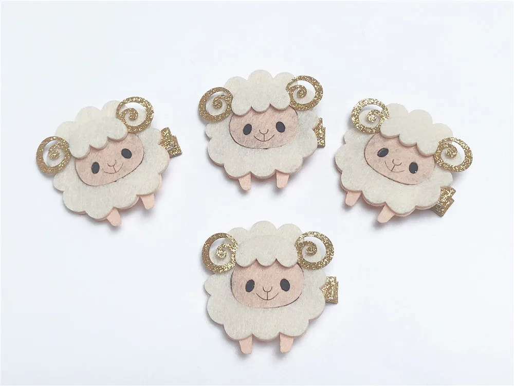 

Boutique 10pcs Fashion Cute Glitter Felt Lamb Hairpins Animal Sheep Hair Clips Princess Headwear Party Hair Accessories