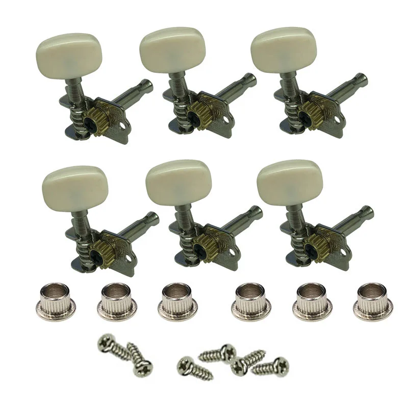 Guitar Parts B106 3 Left And 3 Right Economy Open - Gear Ukulele Tuners Zinc Silver Alloy Machine Heads Chord Button Knobs