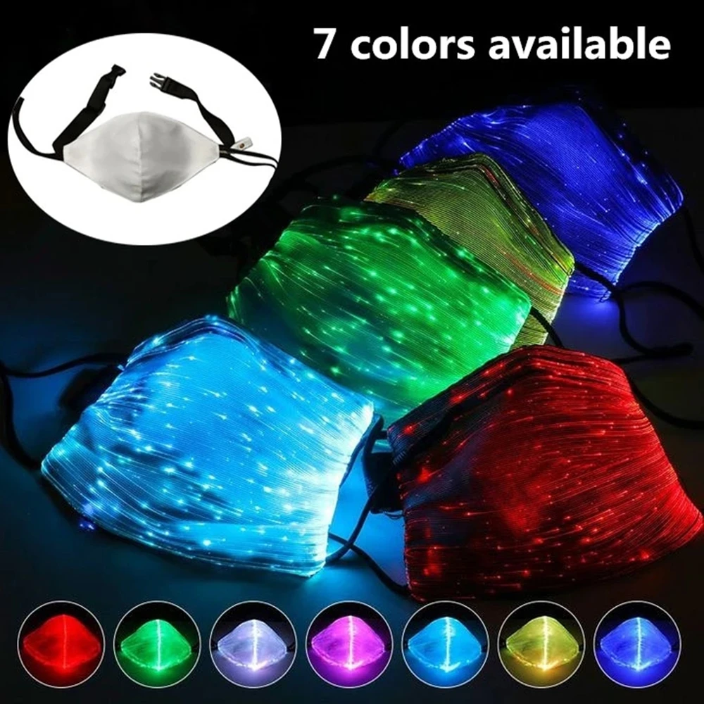 Flashing LED Mask 7 Colors Luminous Light with USB Charge Masks  Party Dance DJ Halloween Light Up Face Masks Masque Masquerade