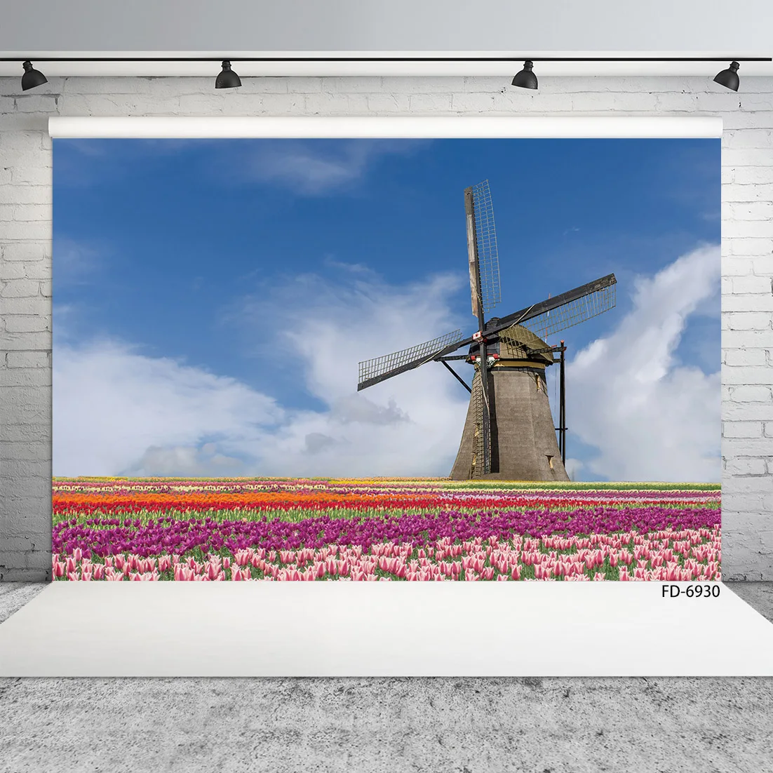 Dutch Windmill Spring Tulip Photography Background Vinyl Cloth Backdrop for Children Portrait Wall Decor Photophone Photo Studio