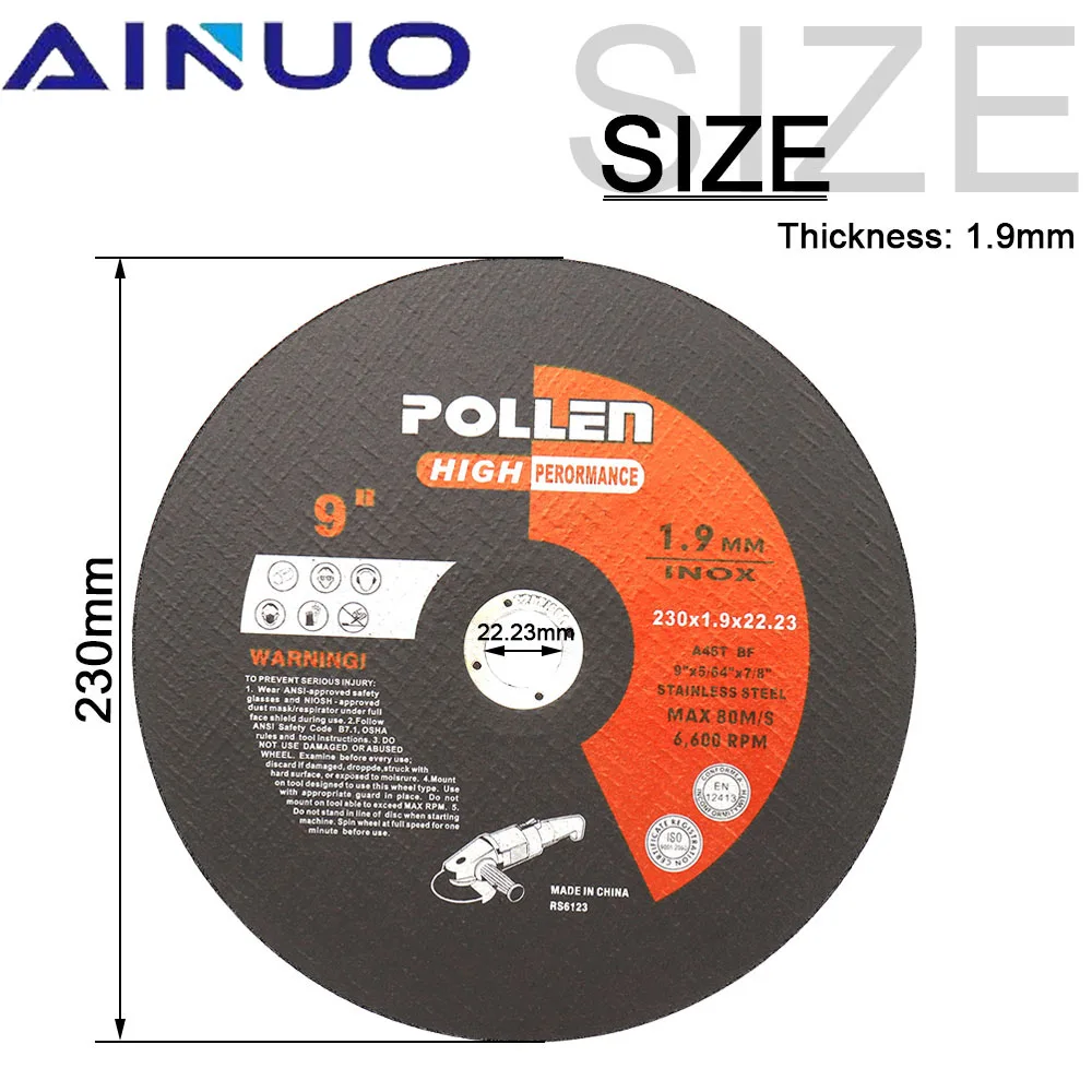 230mm Cut Off Wheel Metal Stainless Steel Grinding Disc Fiber Reinforced Resin Blade Flap Grinding Discs Angle Grinder