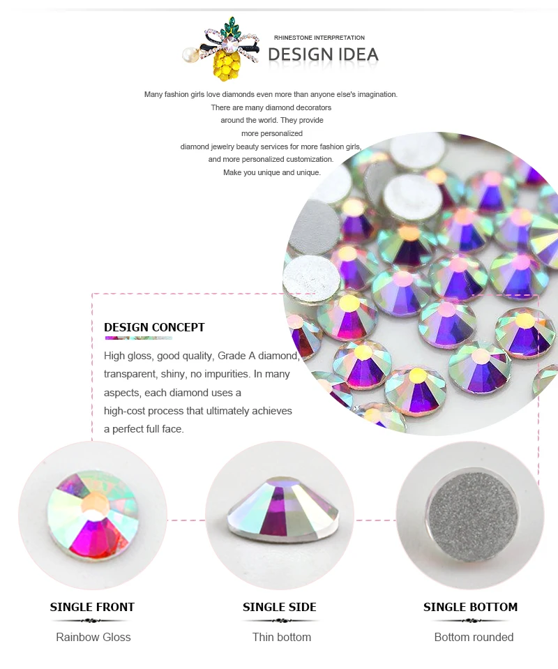 QIAO Glitzer-Strasssteine Crystal AB SS3-SS50, nicht heißklebend, flache Rückseite, Strass zum Nähen & für Textilien, Kleidung, Nagelkunst. – Detail 12