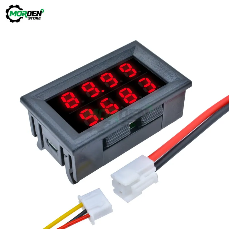 DC 100V 200V /AC50-600V 10A  Mini LED Dual Display Digital Voltmeter Ammeter 4 Digits 5 Wires 0.28