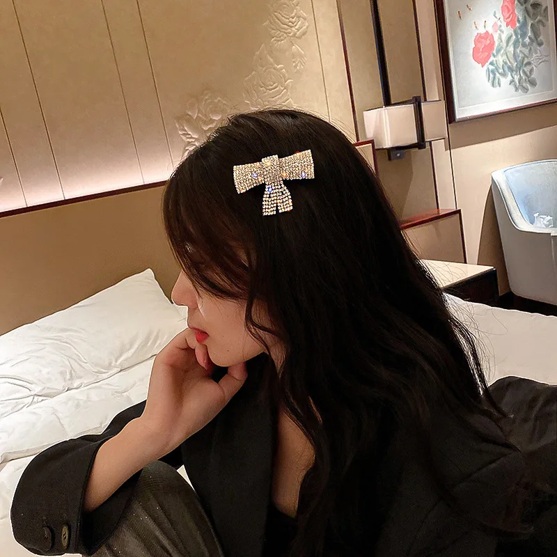 188CM Brand Oversized Pearl Ribbon Hair Clip Barrette Handmade Crystal Beaded Artistic Velvet Hair Accessories Clips Hairpins