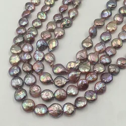 16 inch one strand,nature purple pearl beads,11-12 MM tear drop coin pearl beads ,100% freshwater loose pearl ,full hole drilled