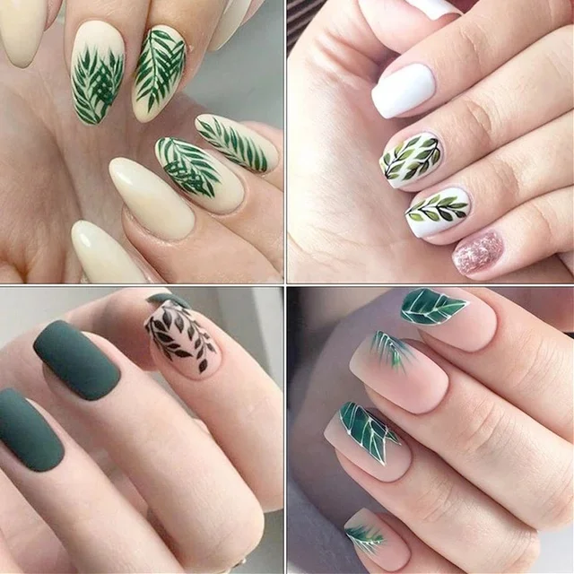 Nuovo arrivo adesivo per unghie fiore foglia albero adesivi verdi per unghie fai da te Nail Art Decor Gel Polish Sticker fogli per Manicure