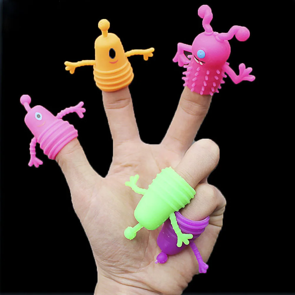 5Pcs/Set Random Style Color TPR Plastic Cute Finger Puppets Children Kids Finger Puppets Toy Parents Storytelling Props