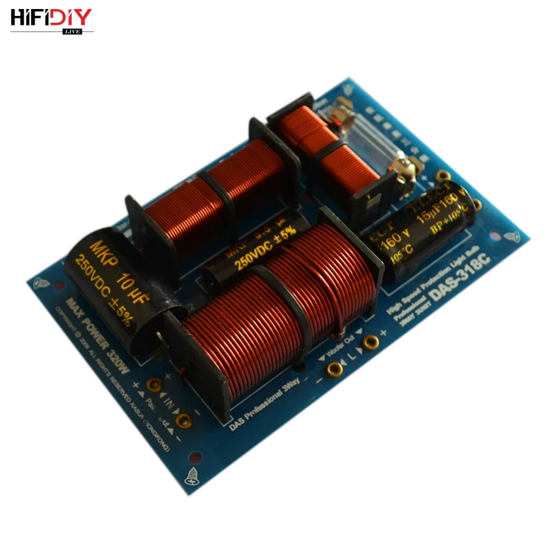 HIFIDIY DAS-318C 3 Way 3speaker Unit (tweeter + mid +bass )HiFi Professional Speakers audio  Frequency Divider Crossover Filters