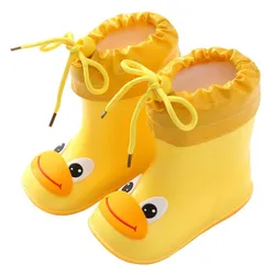 Botas de lluvia para niños y niñas, zapatos de agua de PVC con dibujos animados, impermeables, extraíbles, cuatro estaciones