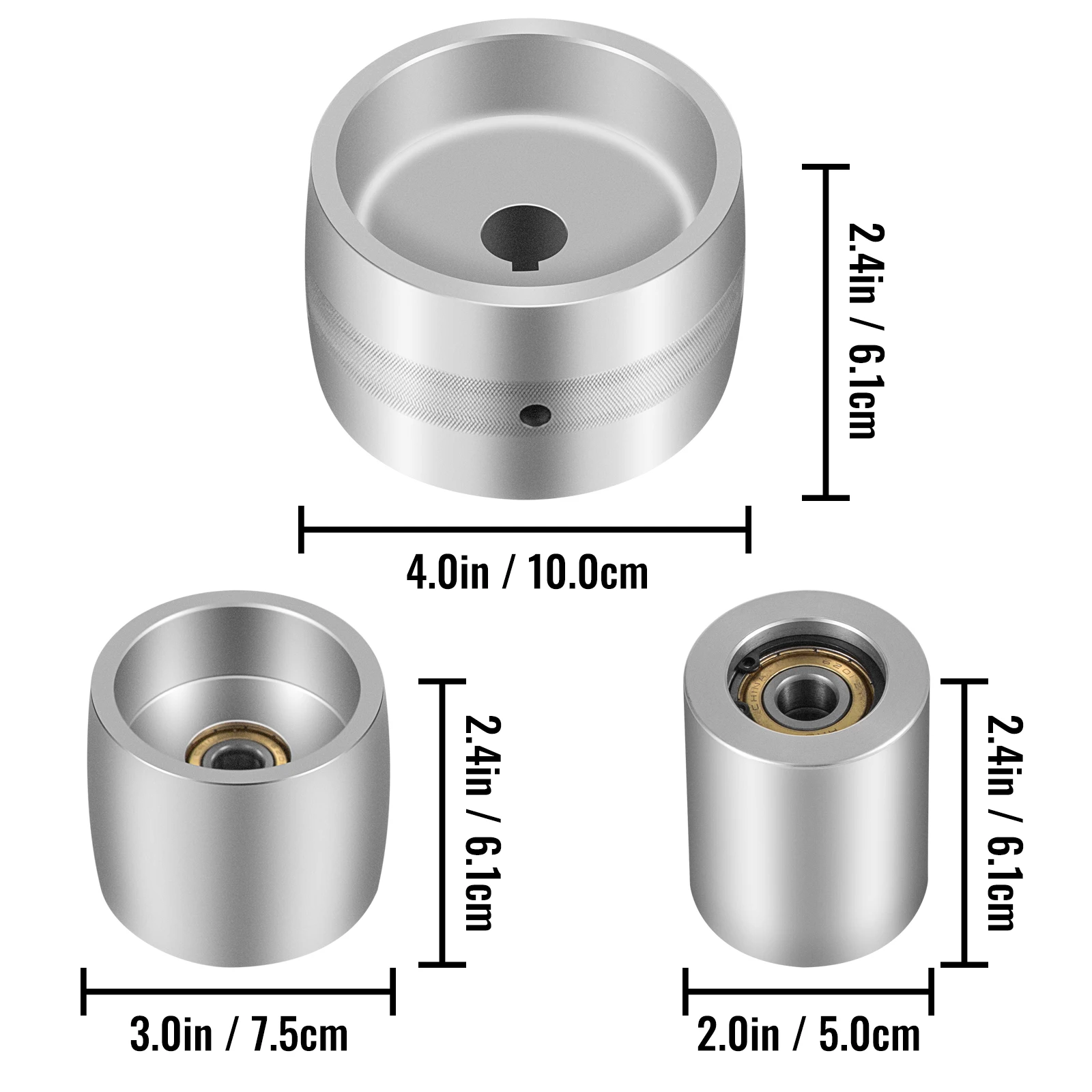 VEVOR Set di Rotelle per Smerigliatrice a Nastro CNC,19mm Set di Rotelle per Smerigliatrici a Lama, 100mm Set di Rotelle per Smerigliatrici a Lama, 50mm Ruota Folle, 75mm Ruota di Tracciamento