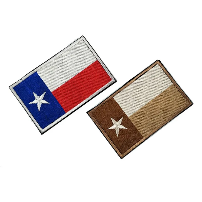 US Texas State Flag Embroidery Hook&Loop Patches Army Military Tactical Stickers on Cloth Hat American Flag Badge for Backpack