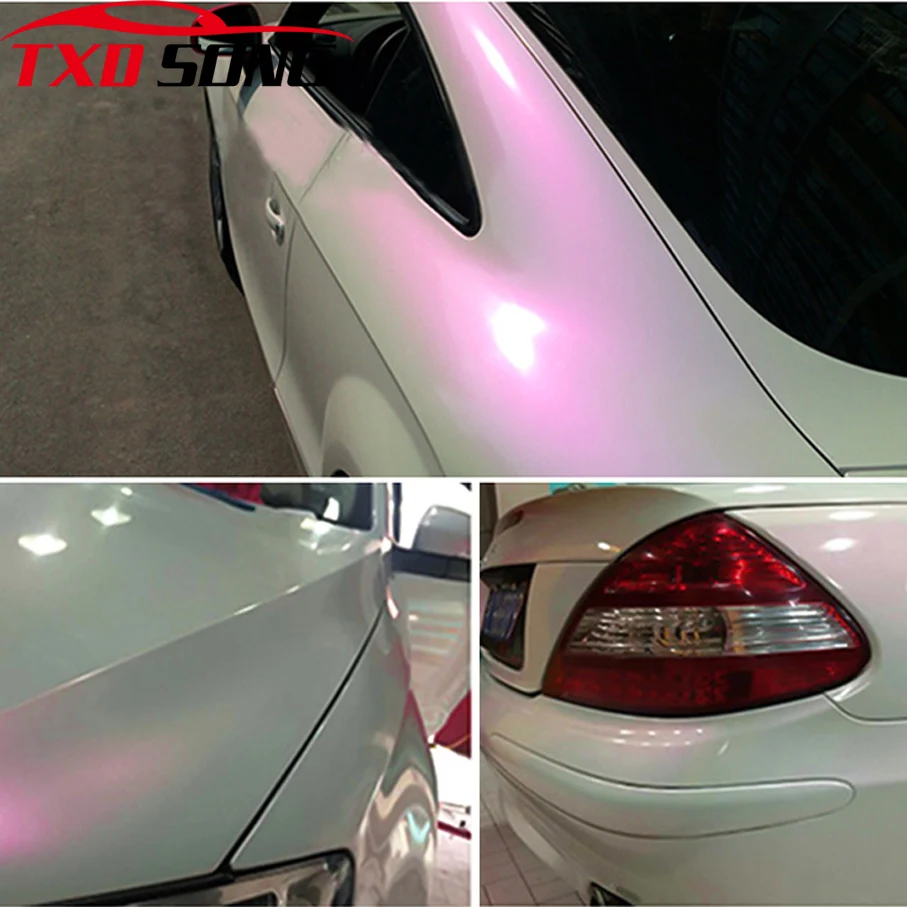 

10/20/30/40/50/58x152CM/Lot Pearl glossy white Chameleon Vinyl Stikcer with air free bubbles Metallic white chameleon wrap