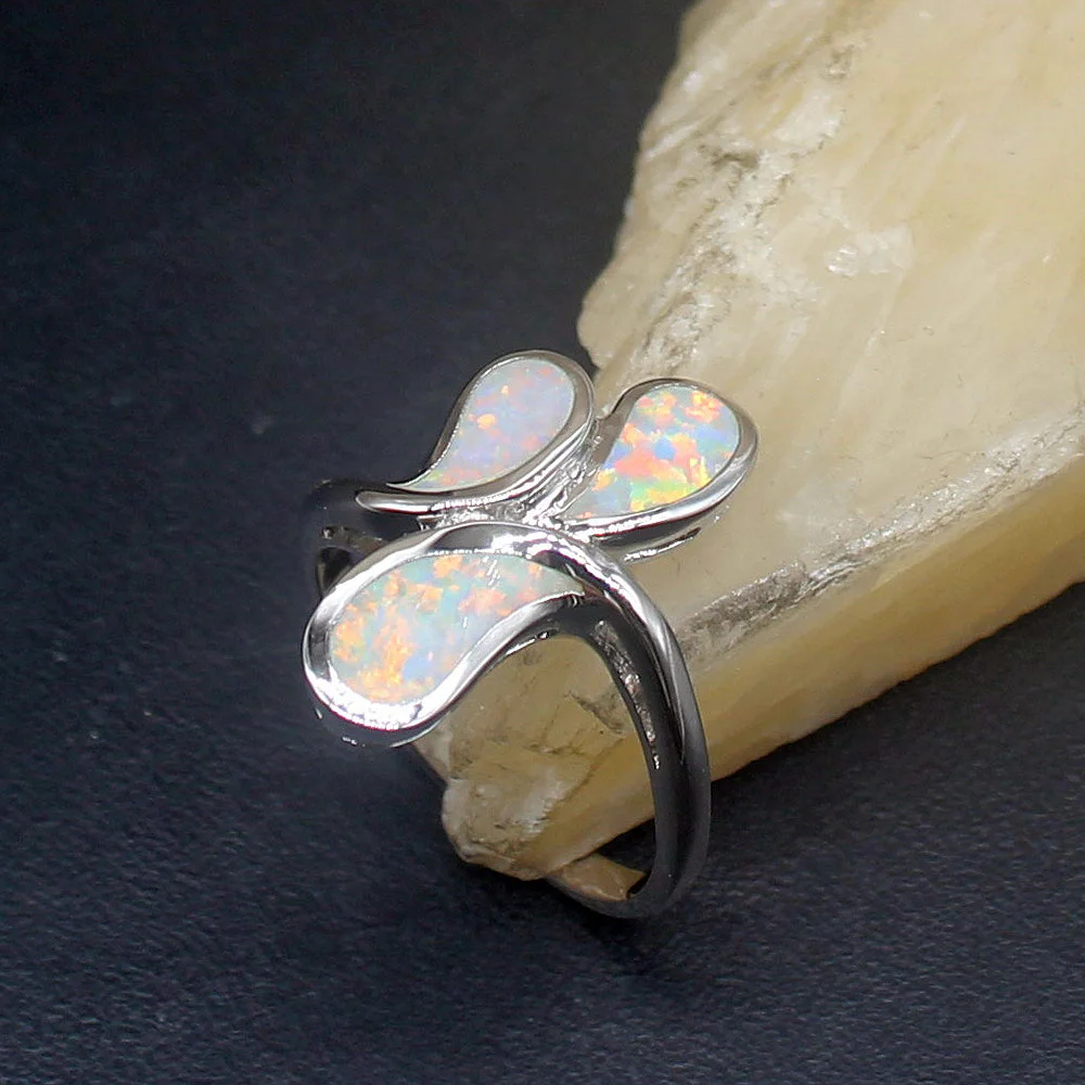 

Hermosa Rainbow Mystical Fire Opal Handmade Genuine 925 Silver Band Ring Wedding Engagement Gifts for Women Size 6.5# 20214319