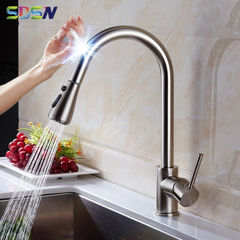 

Touch Faucet SDSN Sensor Brushed Kitchen Faucet Stainless Steel Pull Out Kitchen Mixer Tap Smart Touch Control Kitchen Faucet