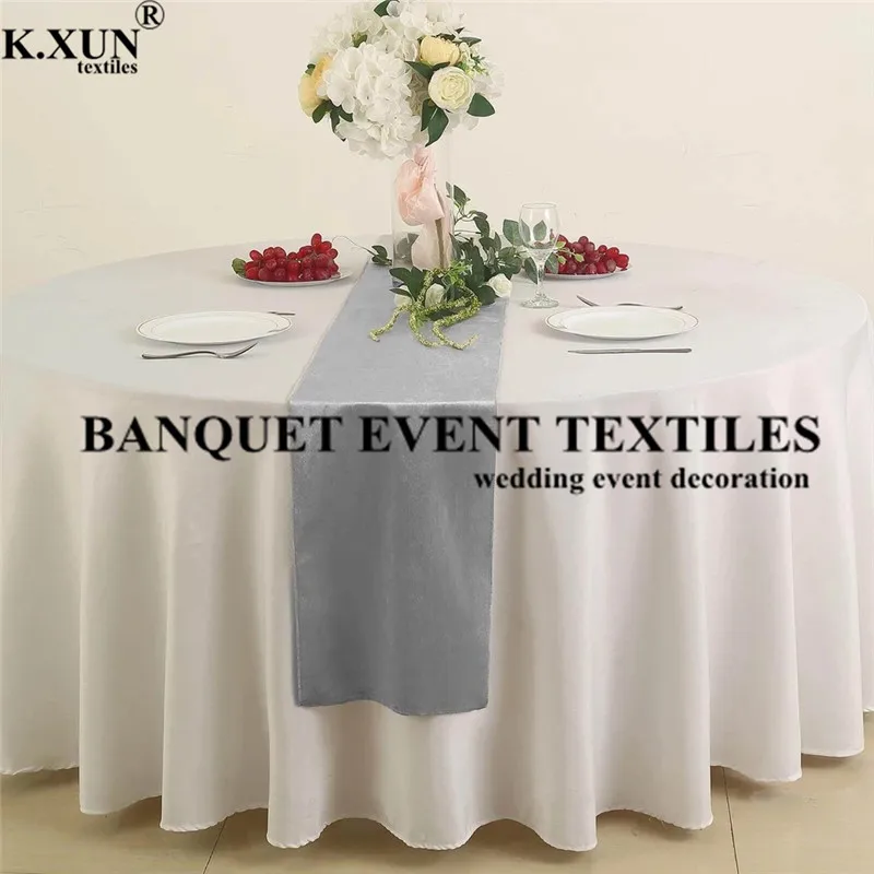 20 Colors Poly Velvet Table Runner Banquet Tablecloth Runners For Wedding Event Decoration