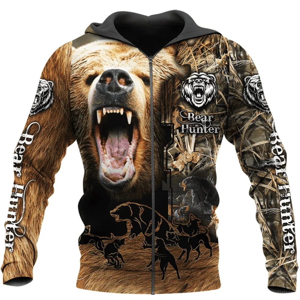 Bear Hunting Camo 3D Printed Hoodies for men and women Harajuku Fashion Hooded Sweatshirt Autumn Hoody Casual streetwear hoodie